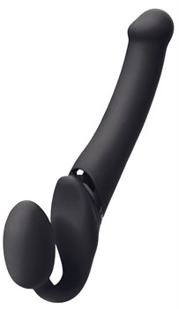 Черный безремневой вибрострапон Silicone Bendable Strap-On - size XL