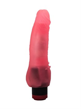 Розовый гелевый вибратор с шипами у основания - 17,8 см.
