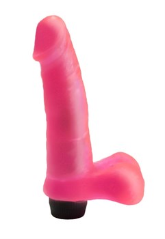 Розовый вибратор в форме розового фаллоса - 16,5 см.