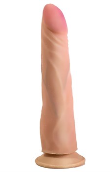 Фаллоимитатор на присоске из неоскин c розовой головкой - 20 см.