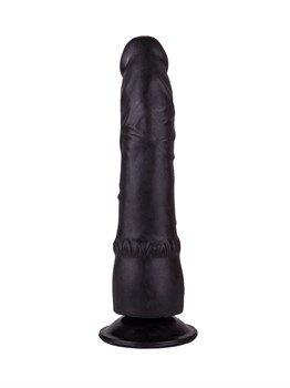 Чёрный фаллоимитатор на присоске - 19,3 см.