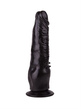 Чёрный фаллоимитатор с клиторальными шипами - 17,8 см.