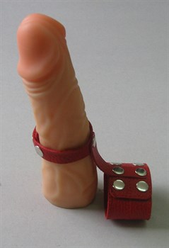 Красный кожаный поводок на пенис с кнопками Sitabella 3143-2