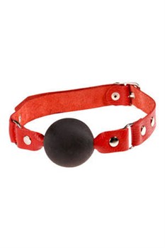 Чёрный кляп-шар с красным ремешком Sitabella 3091-2