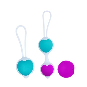 Набор из фиолетово-голубых вагинальных шариков с сердечками