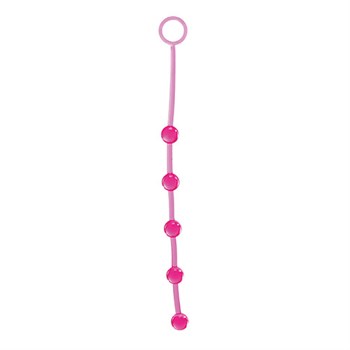 Розовая анальная цепочка с 5 шариками JAMMY JELLY ANAL 5 BEADS PINK - 38 см.