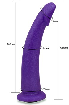 Фиолетовая гладкая изогнутая насадка-плаг - 20 см 237700