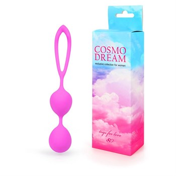Розовые силиконовые вагинальные шарики с петлей - 17 см.