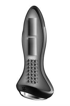 Черная вибропробка с ротацией бусин Rotator Plug 1+ - 12,8 см.