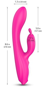 Розовый вибратор-кролик с функцией нагрева - 21,8 см.