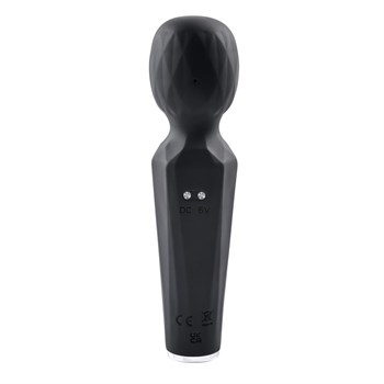 Черный wand-вибратор Rainbow Sucker с вакуумной стимуляцией - 16,2 см.