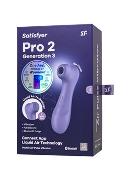 Сиреневый вакуумный стимулятор клитора Satisfyer Pro 2 Generation 3 с управлением через приложение