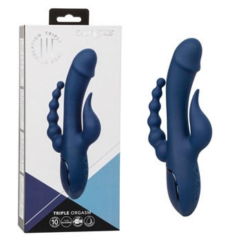 Синий тройной вибромассажер Triple Orgasm