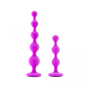 Набор из 2 лиловых анальных цепочек с кристаллами в основании