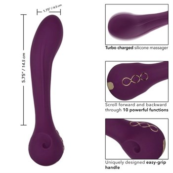 Фиолетовый изогнутый вибромассажер Passion - 21,5 см.
