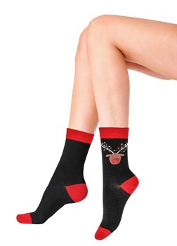 Новогодние хлопковые носки с веселым оленем Christmas Socks 350704