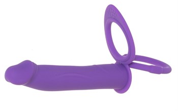  Фиолетовая вибронасадка для двойного проникновения с 2 эрекционными кольцами - 12,7 см.  FFF