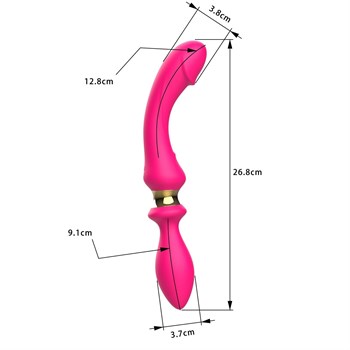 Розовый двусторонний вибромассажёр - 26,8 см.