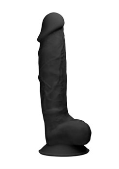 Черный фаллоимитатор Realistic Cock With Scrotum - 22,8 см.