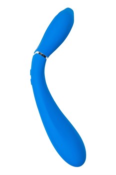 Голубой многофункциональный вибратор Whally - 18,5 см.