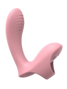 Нежно-розовый вибромассажер с петелькой на палец