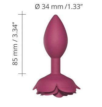 Сливовая анальная пробка с ограничителем-розой Open Rose Size M Butt Plug