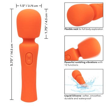 Оранжевый вибромассажер Stella Liquid Silicone Mini Massager - 14,5 см.