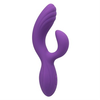 Фиолетовый вибромассажер-кролик Stella Liquid Silicone “C” Curve - 19 см.
