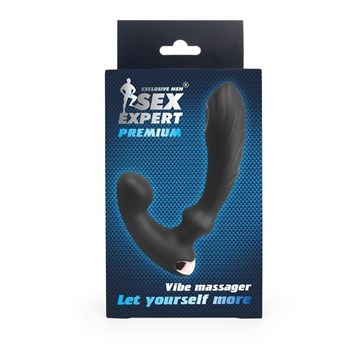 Черный вибромассажер простаты Sex Expert - 14,5 см.
