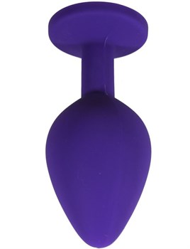 Фиолетовая анальная пробка с радужным кристаллом - 8 см.