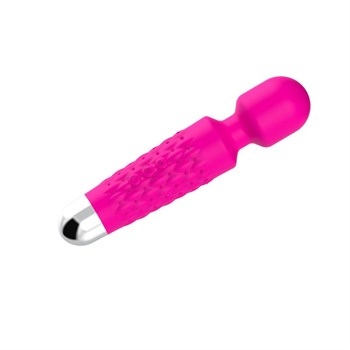 Ярко-розовый wand-вибратор с рельефной ручкой - 20 см.