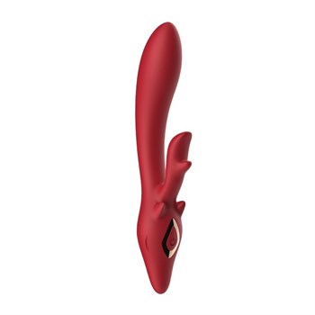 Красный вибратор-кролик - 22,5 см.