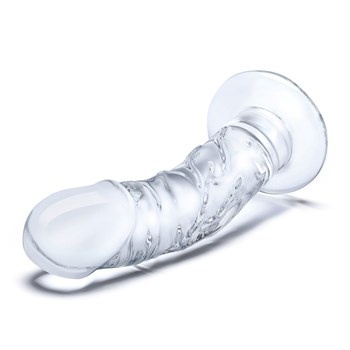 Стеклянный фаллоимитатор из стекла 7’’ Curved Realistic Glass Dildo With Veins - 15,9 см.