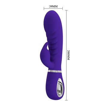 Фиолетовый вибратор-кролик с рёбрышками Prescott - 20 см.