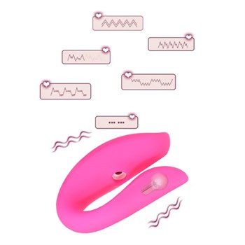 Розовый вибратор для пар «Оки-Чпоки» с вакуумно-волновой стимуляцией клитора