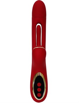 Красный вибратор с тройной стимуляцией Tornado G-Hit - 24,5 см.