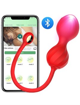 Красные вагинальные виброшарики Magic с управлением через приложение