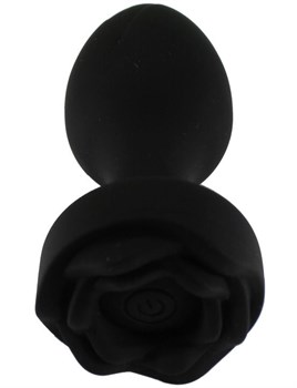 Черная анальная вибропробка Rose с пультом ДУ - 9 см.
