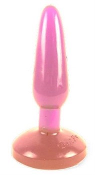 Розовая анальная пробка с присоской - 15 см.