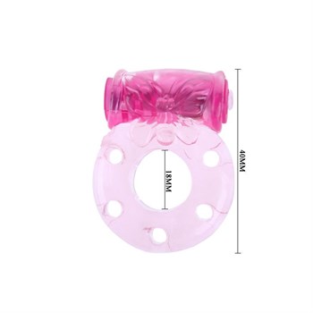 Розовое эрекционное кольцо с бабочкой на вибропуле