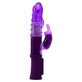 Фиолетовый вибратор MAGIC TALES SPELLING RABBIT со спиралью на стволе - 22,5 см.