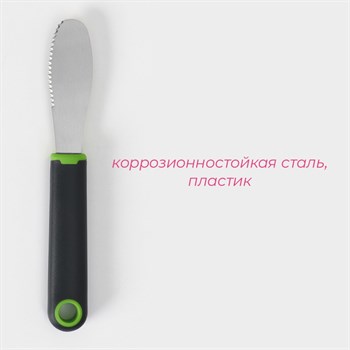 {{productViewItem.photos[photoViewList.activeNavIndex].Alt || productViewItem.photos[photoViewList.activeNavIndex].Description || 'Нож для масла Доляна Lime, 20×3 см, цвет чёрно-зелёный'}}