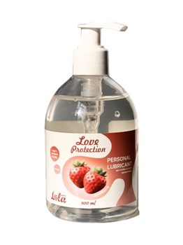 Лубрикант на водной снове Love Protection Strawberry с ароматом клубники - 300 мл. 455538