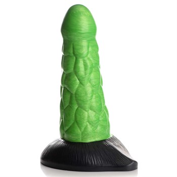 Зеленый фантазийный фаллоимитатор Reptile Thick Scaly Silicone Dildo - 19,1 см. 476948