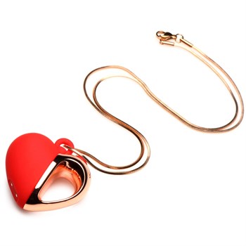 Красное ожерелье с подвеской-вибратором 10X Vibrating Silicone Heart Necklace 476949