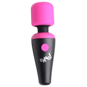 Розово-черный мини-вибромассажер 10X Vibrating Mini Silicone Wand 477033