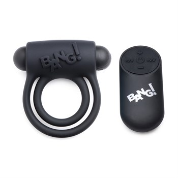 Черное эрекционное виброкольцо 28X Remote Control Vibrating Cock Ring & Bullet 477040