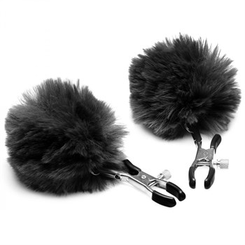 Зажимы для сосков с черным помпонами Pom Pom Nipple Clamps 477045