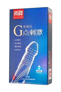 Ультратонкие презервативы Elasun G-spot stimulation с ребрами и точками - 10 шт. 484572