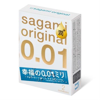 Увлажнённые презервативы Sagami Original 0.01 Extra Lub - 2 шт. 488404